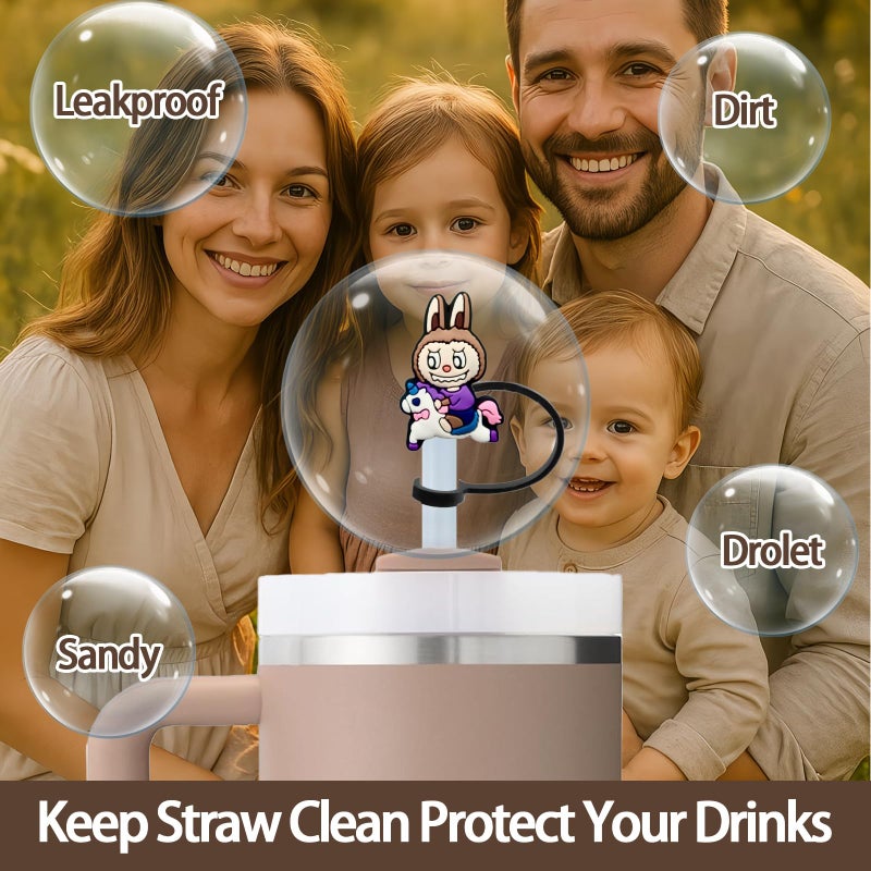 ZERCEJC 7PCS Straw Cover Cap for Stanley Cupï¼ŒCute Straw Toppers Compatible with Stanley 30&40 Oz Tumblerï¼Œ10mm Reusable Silicone Lid Cover for Cup Accessories - Image 4