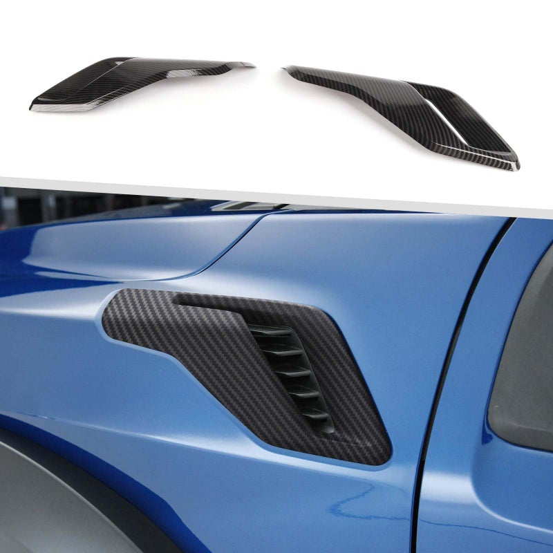 Jimen Compatible with Ford F150 Raptor 20212023 2PCS Fender Vents Cover Trim Carbon Fiber