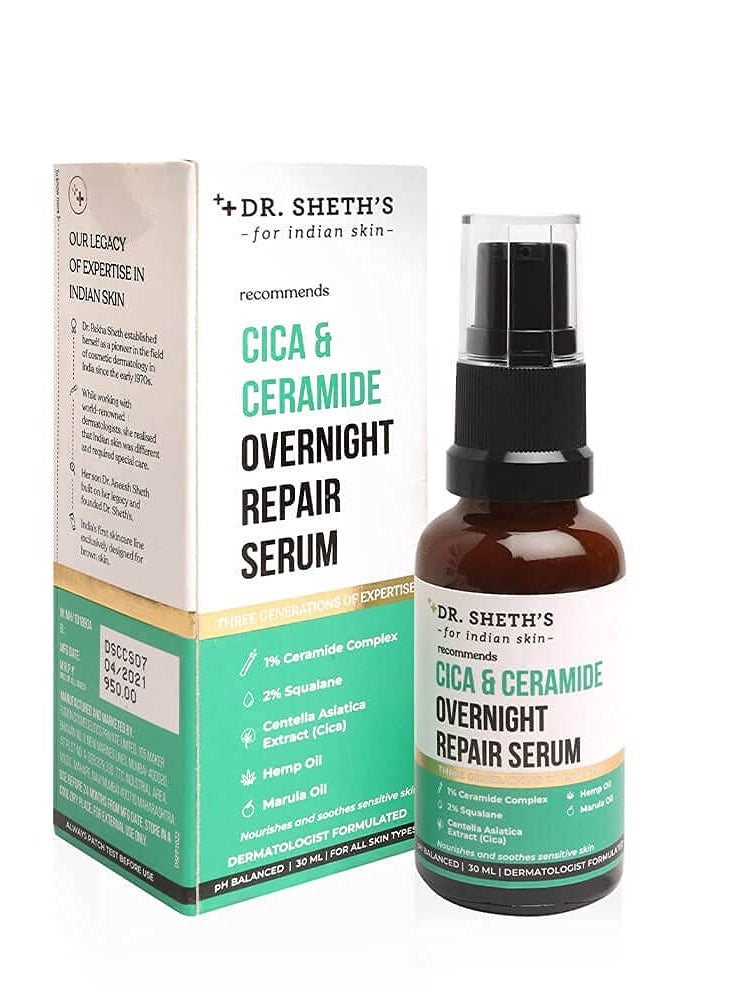 Dr. Sheth's Cica and Ceramide Overnight Repair Face Serum For Glowing Skin - Image 1