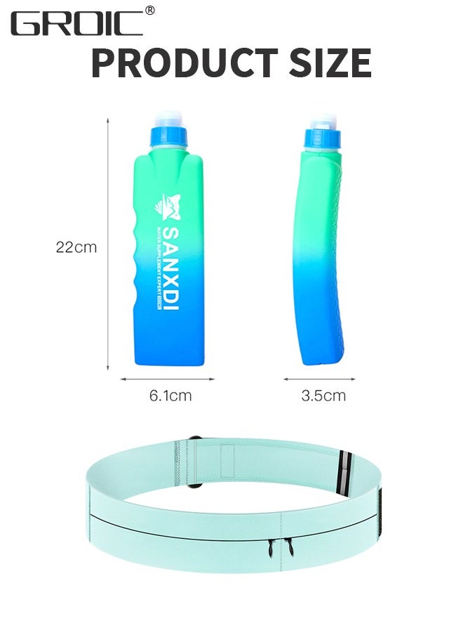 GROIC - Running Belt with Water Bottle, Slim Sport Workout Pack,Pocket Expandable Zipper Runners Waist Band Pack, Sweat and Waterproof Adjustable Elastic Phone Bag - Image 1