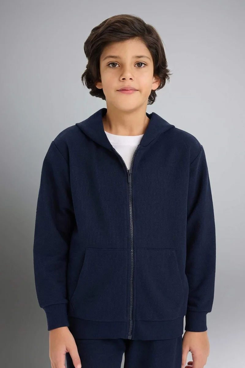 ديفاكتو Boy Regular Fit Pique Zip-Up Hoodie