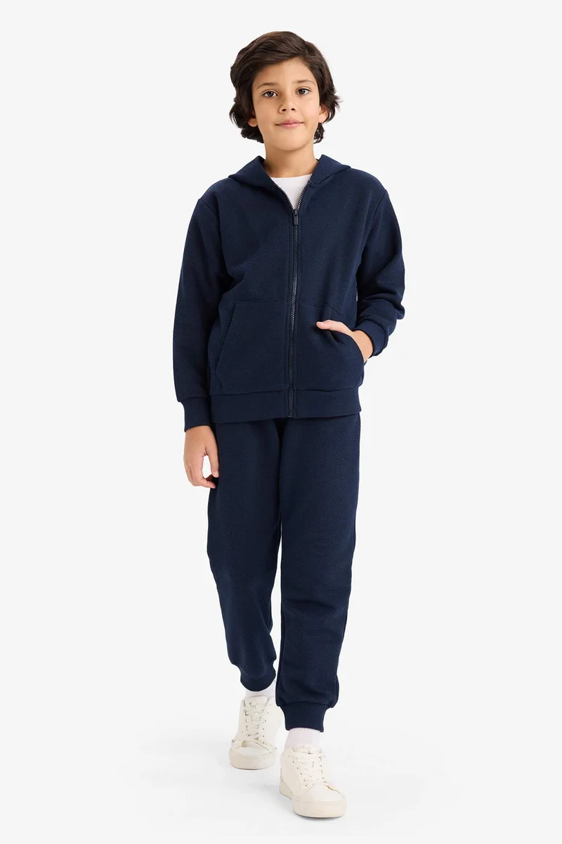 ديفاكتو Boy Regular Fit Pique Zip-Up Hoodie