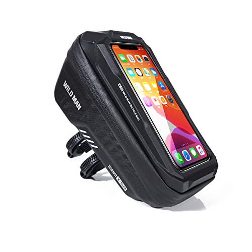 WILD MAN 1L Quick Release Waterproof Bike Front Frame Bag Phone Holder with Touch Screen Top for Mountain Road Bike MTB Cycling (XS2, Black) - Image 2
