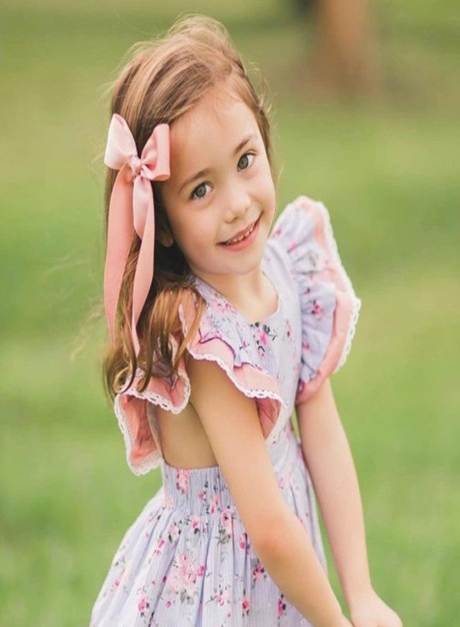 NCMAMA 2Pcs Long Ribbon Hair Bows for Girls Hair Clip Silk Hair Bow Ribbon Hair Accessories for Baby Toddlers Infant Teens Kids (Pink) - Image 4