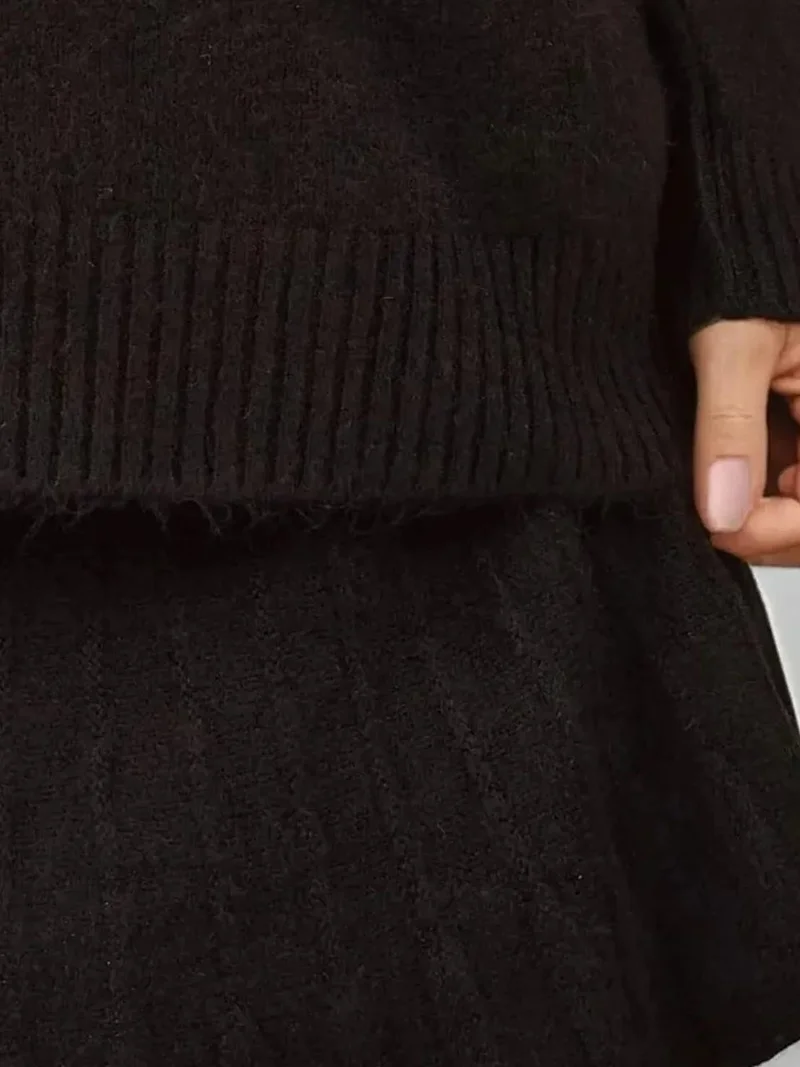 Big Dart Black BDART Textured Oversized Turtleneck Knit Co-Ord Set for Women | Best Price UAE