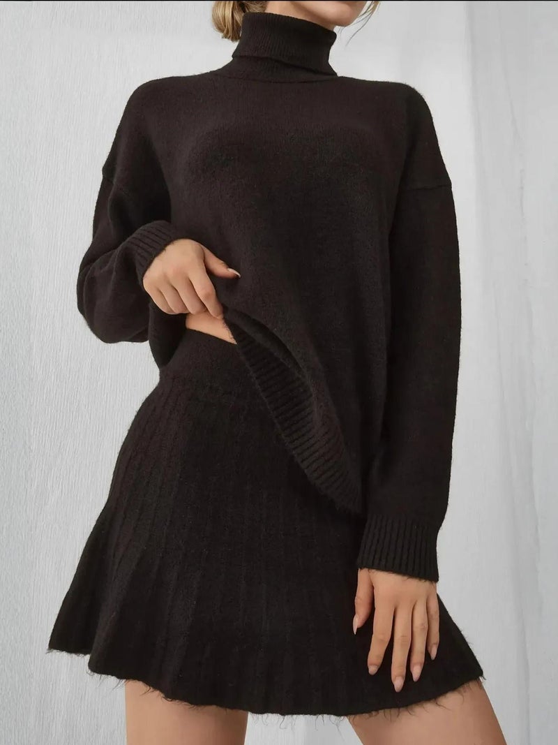 BIG DART BDART Textured Oversized Turtleneck Knit Co-Ord Set - Image 2