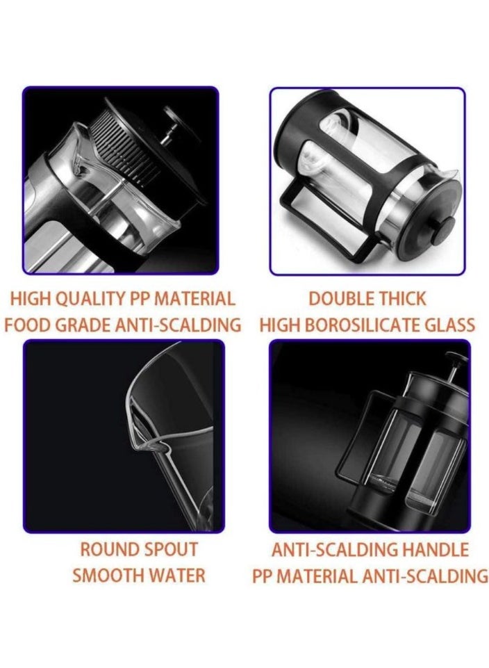 إيباسكت ماكينة تحضير القهوة الفرنسية المحمولة 600 مل، أسود/شفاف، 600 مل - Image 5