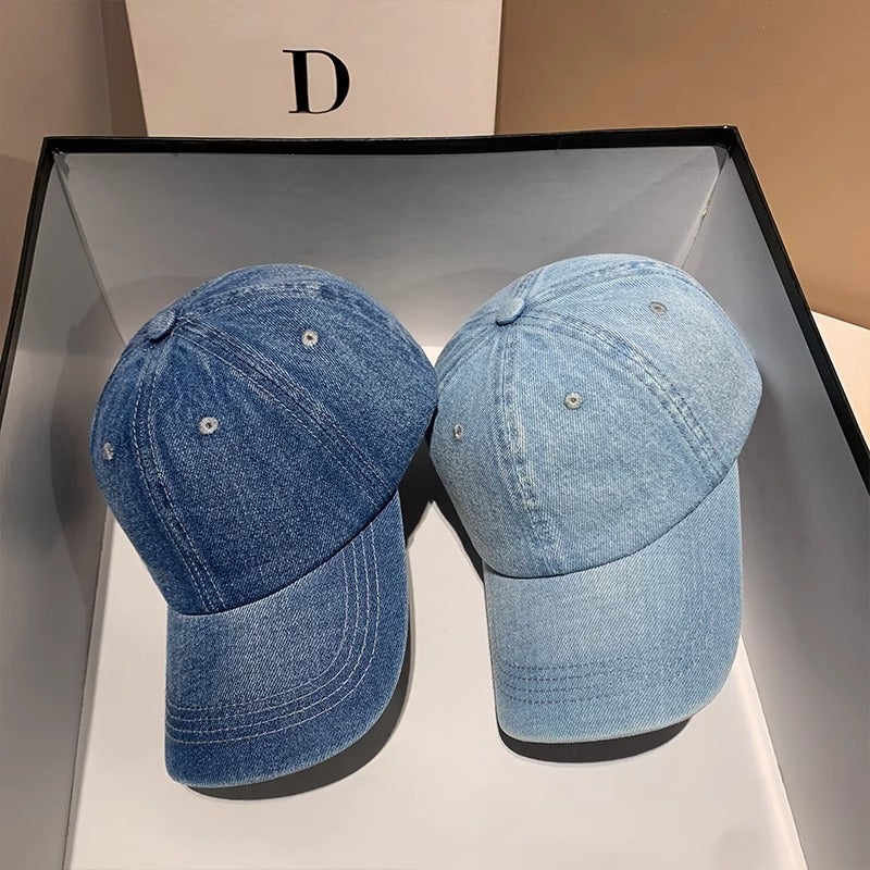 Vintage Solid Color Denim Baseball Cap Women'S All-Match Washed Minimalist Cap Men'S Face Small Street Sun Hat Women - Image 2