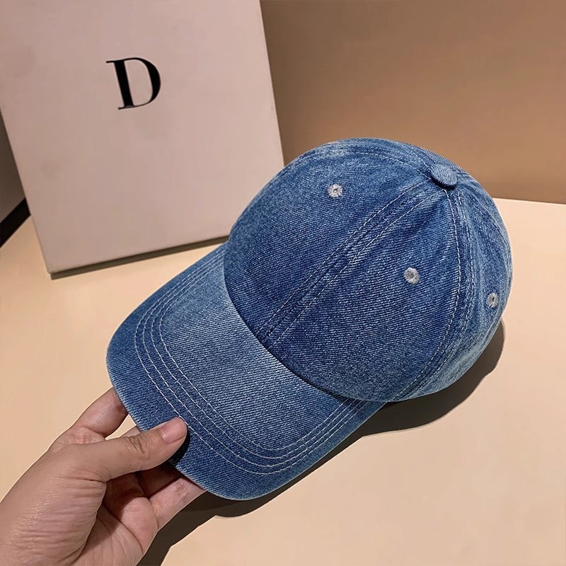Vintage Solid Color Denim Baseball Cap Women'S All-Match Washed Minimalist Cap Men'S Face Small Street Sun Hat Women - Image 5