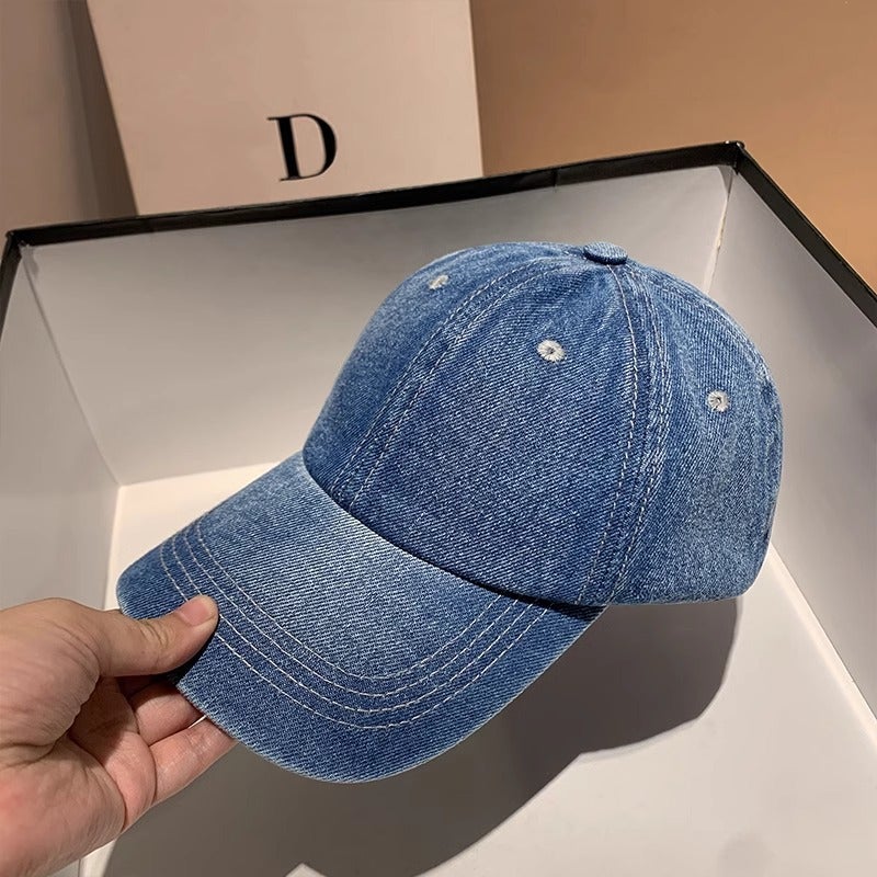 Vintage Solid Color Denim Baseball Cap Women'S All-Match Washed Minimalist Cap Men'S Face Small Street Sun Hat Women - Image 3