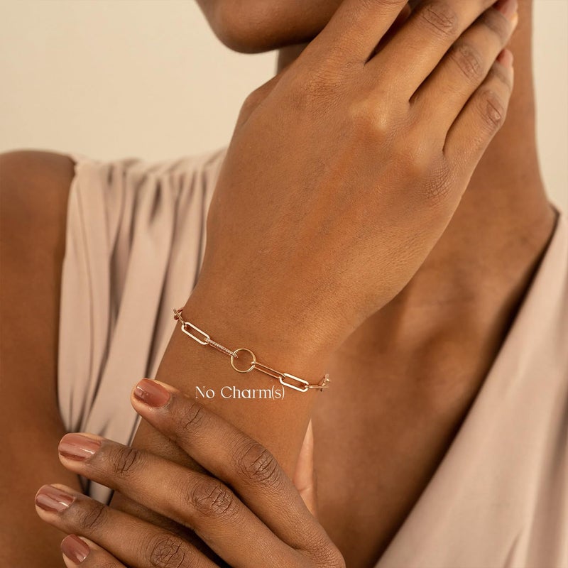 MYEARS Valentines Day Gifts for Women - Gold Initial Bracelets for Women Trendy 14K Gold Plated Heart Letter A-Z Charm Bracelets Paperclip Chain Personalized Jewelry Birthday Gifts for Her - Letter C - Image 3