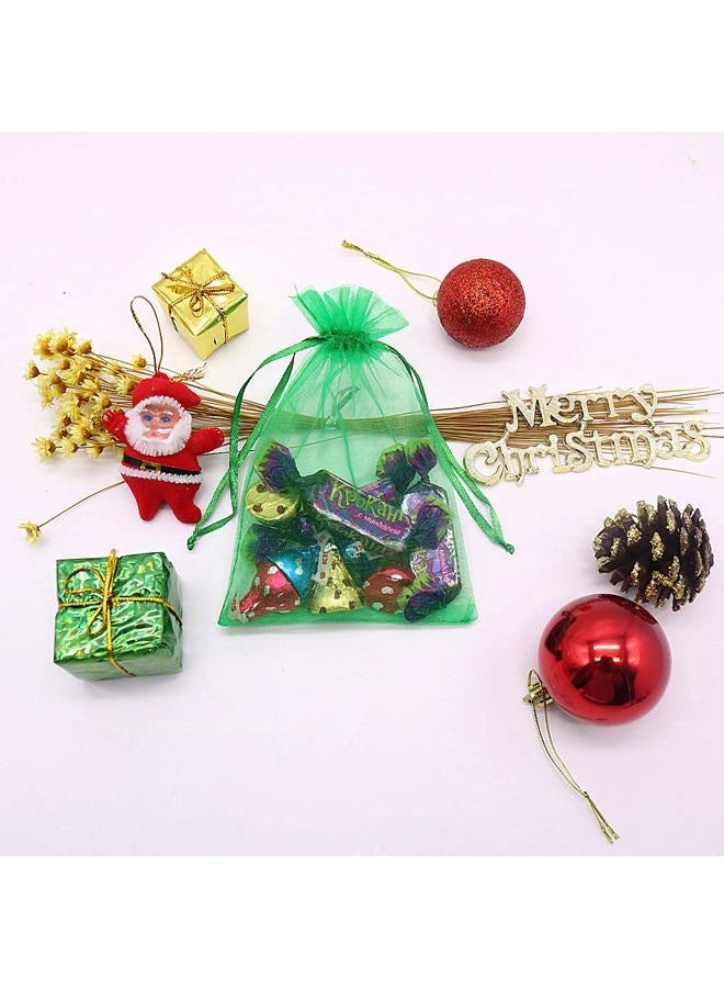HRX Package 100pcs Organza Drawstring Bags Green, 4 x 6 inch Candy Mesh Gift Bags Jewelry Pouches Small Christmas Sachet - Image 3