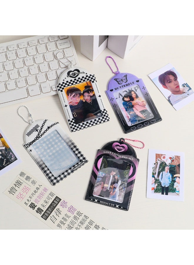 NIBEMINENT 1 - Piece Girl's Cow Kpop Photo Card Holder Pendant Key Chain ID Badge Holder ID Card Holder Photo Card Protector for School ID Office ID Access Card for Women Girls - Image 3