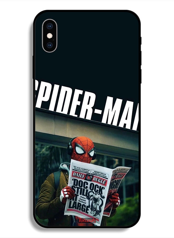 Tolwak Protective Case For Apple iPhone X Spiderman Reading Newspaper - Image 1