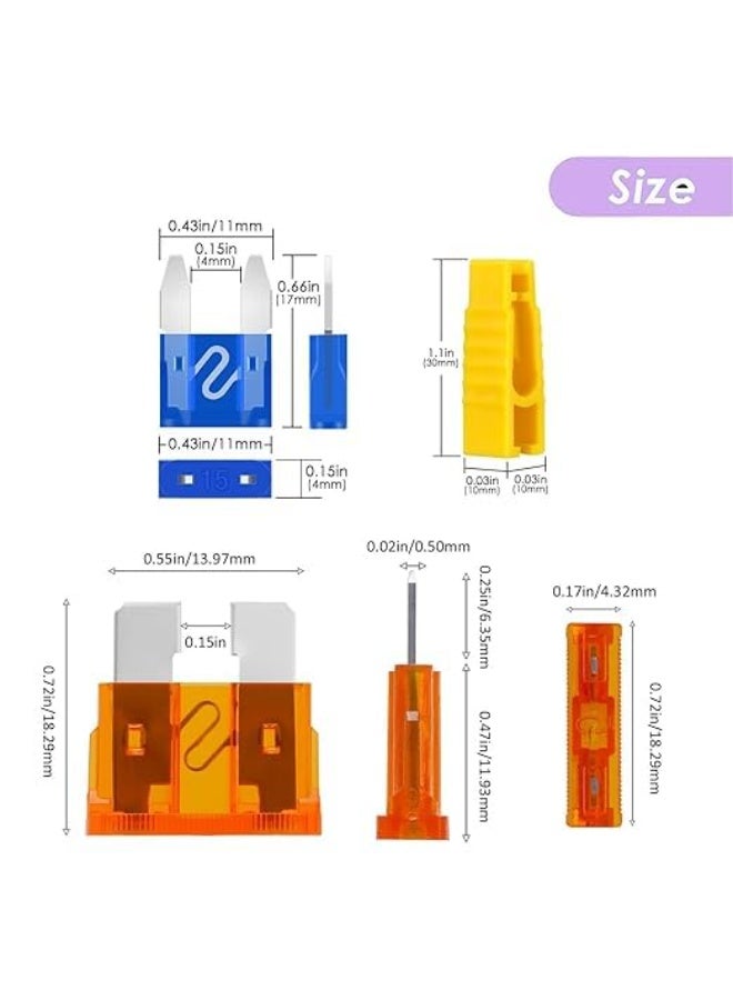 Lynacz Original 50PCS Car Blade Fuses Assortment Kit,Professional Upgraded Mixed Blade-Type Automotive Replacement Fuses, for Car, RV, Boat, Auto,Truck,Motorcycle,Standard & Mini Size (5A/ 10A/ 15A/ 20A/ 30A) - Image 2