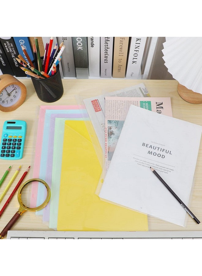 شير 50 حزمة مقاس A4 مقاس 9.5 × 12 بوصة جيوب مجلدة 3 فتحات مجلدات مستندات بلاستيكية شفافة منظم مجلدات بلاستيكية مع جيوب وفواصل جيب وسترة ملف مائل للفصول الدراسية المكتبية - Image 2