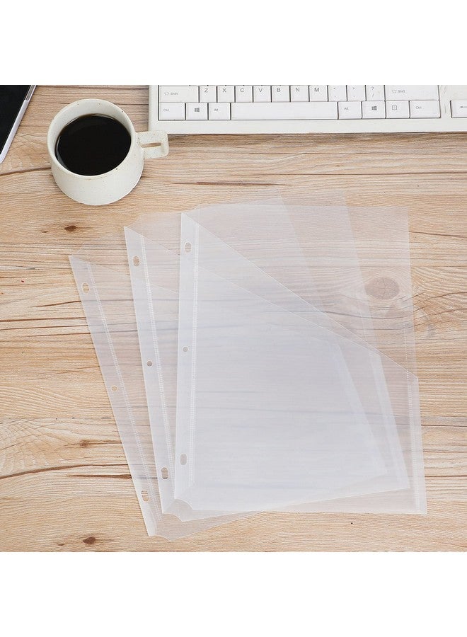شير 50 حزمة مقاس A4 مقاس 9.5 × 12 بوصة جيوب مجلدة 3 فتحات مجلدات مستندات بلاستيكية شفافة منظم مجلدات بلاستيكية مع جيوب وفواصل جيب وسترة ملف مائل للفصول الدراسية المكتبية - Image 4
