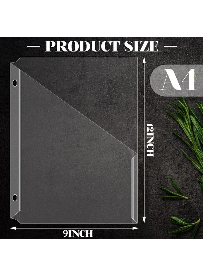 شير 50 حزمة مقاس A4 مقاس 9.5 × 12 بوصة جيوب مجلدة 3 فتحات مجلدات مستندات بلاستيكية شفافة منظم مجلدات بلاستيكية مع جيوب وفواصل جيب وسترة ملف مائل للفصول الدراسية المكتبية - Image 5