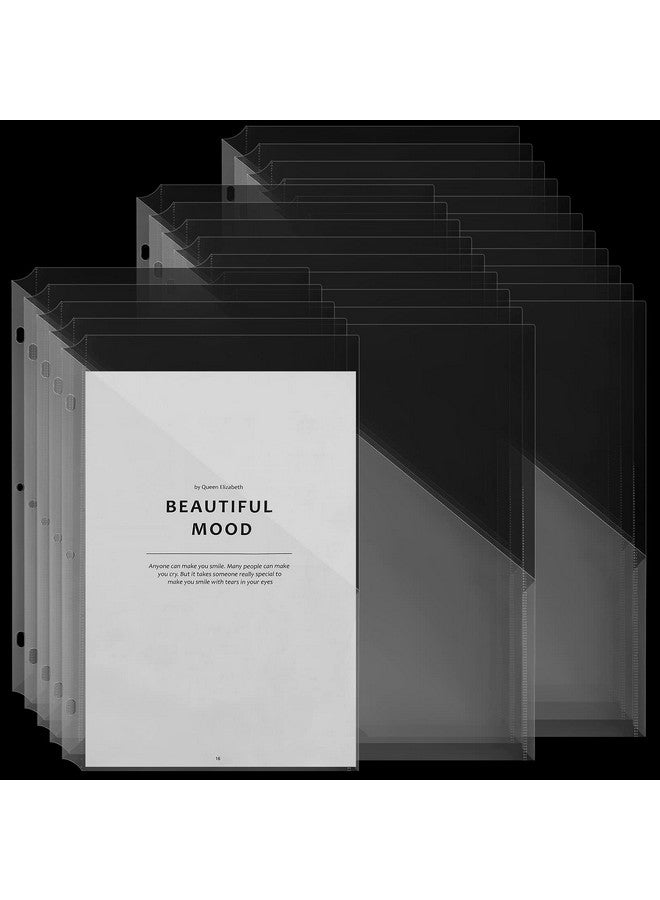 شير 50 حزمة مقاس A4 مقاس 9.5 × 12 بوصة جيوب مجلدة 3 فتحات مجلدات مستندات بلاستيكية شفافة منظم مجلدات بلاستيكية مع جيوب وفواصل جيب وسترة ملف مائل للفصول الدراسية المكتبية - Image 1