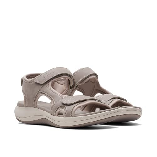 Clarks Women's Mira Bay Flat Sandal, Stone Textile, 7 - Image 5