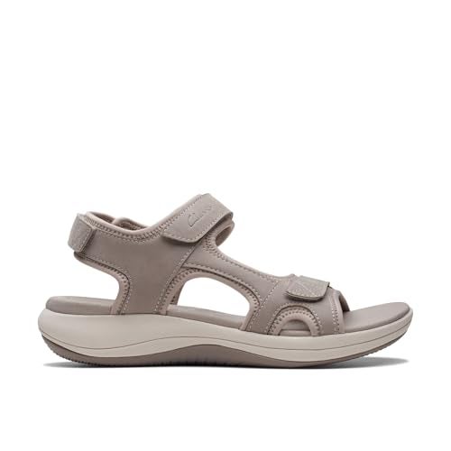 Clarks Women's Mira Bay Flat Sandal, Stone Textile, 7 - Image 2