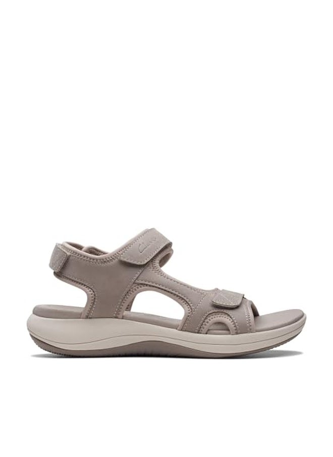 Clarks Women's Mira Bay Flat Sandal, Stone Textile, 7 - Image 1