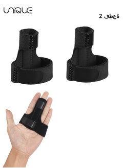 Unique 2PCS Finger Support Splint, Adjustable Aluminium Alloy Support, for Sport Injuries, Joints Pain, Finger Splint for Children and Adults with Velcro (Black)  - Image 1