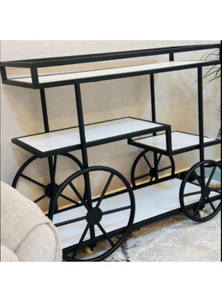 Hometaste Luxury Metal And White Marble Serving Trolley Elegant Bar Cart For Home And Hospitality Stylish Design, Secure Wheels, Premium 3Tier Storage Up And Down Shlves Trolley, Small - pzsku/ZD010E85326AE6CB2E768Z/45/_/1724830023/d00b89ed-874c-4900-80bd-6a97e05f5763