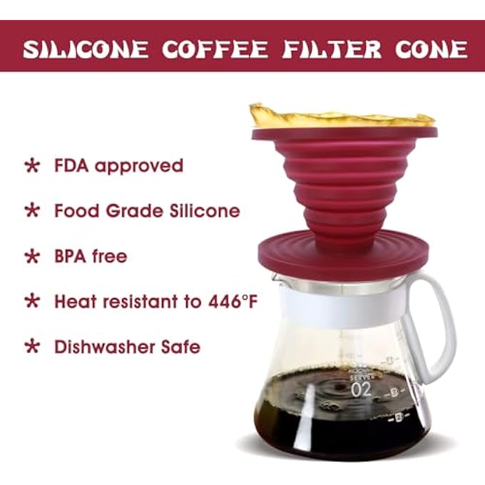 Bukela Pour Over Coffee Maker Collapsible Pour Over Coffees Dripper Portable Camping Coffee Maker Reusable Silicone Pours Over Coffees Filter For Backpacking Camping Home Office - Image 4