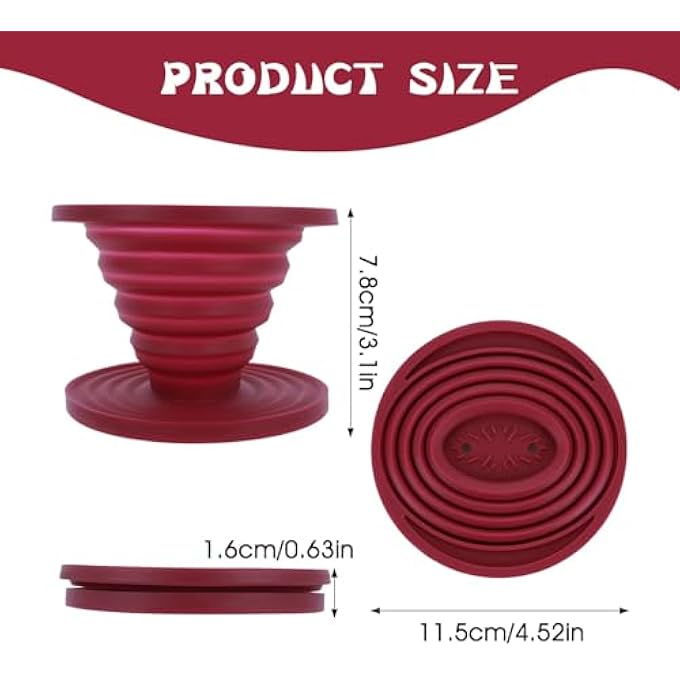 Bukela Pour Over Coffee Maker Collapsible Pour Over Coffees Dripper Portable Camping Coffee Maker Reusable Silicone Pours Over Coffees Filter For Backpacking Camping Home Office - Image 3