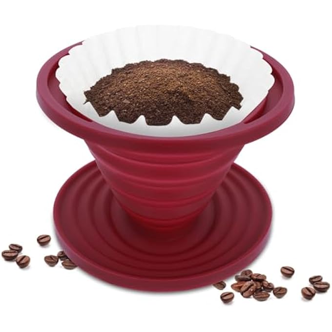 Bukela Pour Over Coffee Maker Collapsible Pour Over Coffees Dripper Portable Camping Coffee Maker Reusable Silicone Pours Over Coffees Filter For Backpacking Camping Home Office - Image 2