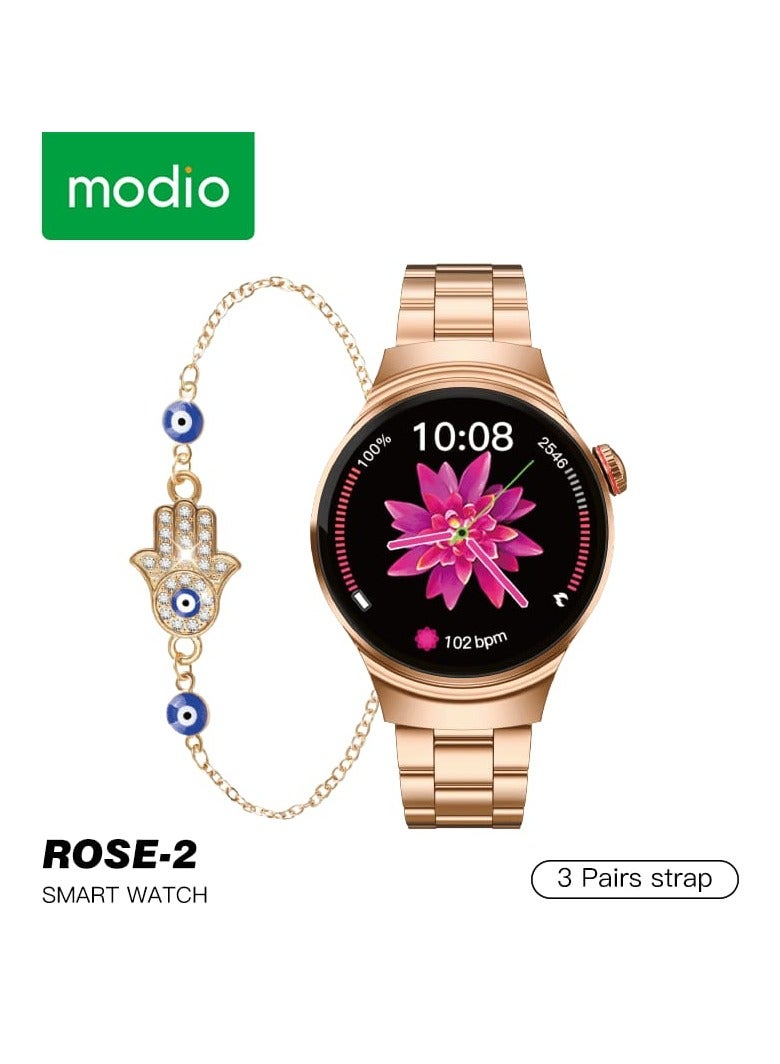 Gorgeous women's Modio watch from Video Ross 2, gold  Three straps and a bracelet for women in a wonderful shape  - Image 1