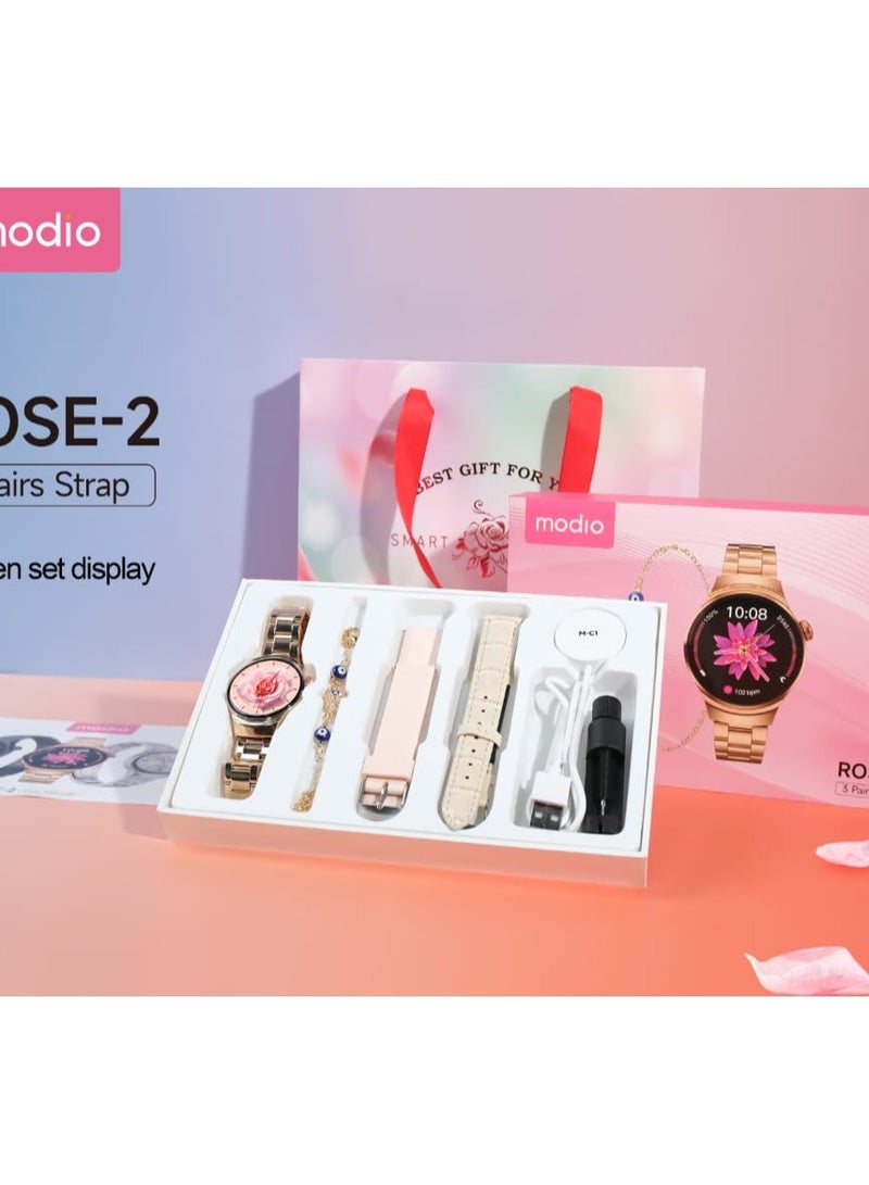 Gorgeous women's Modio watch from Video Ross 2, gold  Three straps and a bracelet for women in a wonderful shape  - Image 3