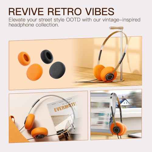 iKF Y3 Wired Headphones, Retro Classic Headset, Adjustable Headband, 3.5mm Jack, Lightweight, Replaceable Orange Ear Pads 80S 90S Y2K Old School Suitable for Computer/PC/Laptop/CD Player - Image 2