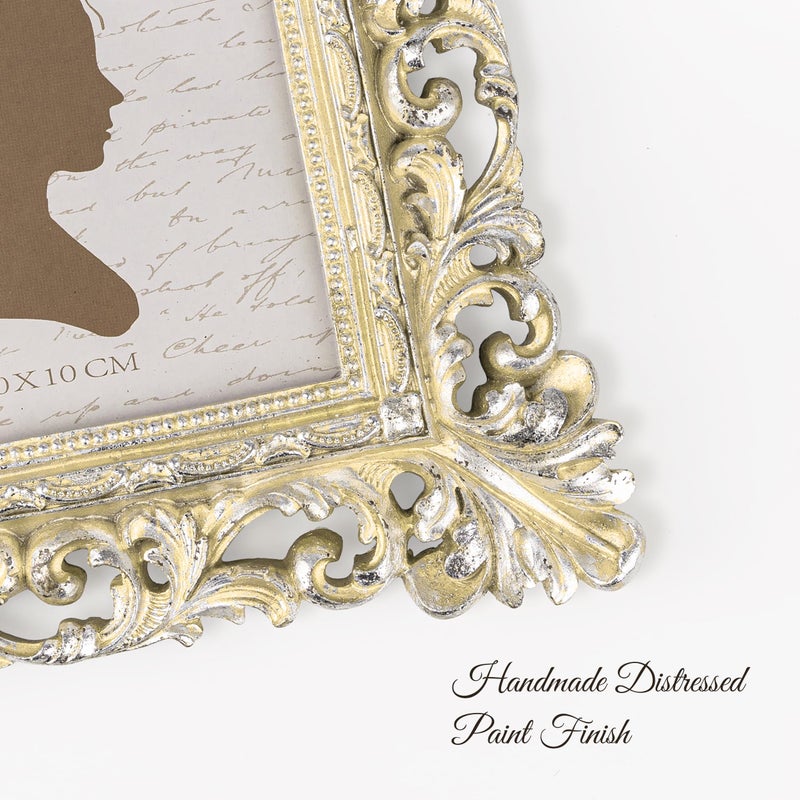 Sunlit Vintage Picture Frame 4x4 Inch  Luxury Antique Square Photo Frames with Glass Front  Photo Display  Tabletop Wall Hanging  Gift Ideas  Antique Gold Silver - Image 4