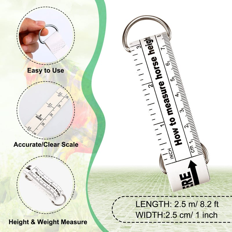 Konohan Horse Measuring Tape for Height and Weight Multifunctional Horse Weight Tape Portable PVC Weight Measure for Horses, 8.2 Feet Long - Image 2