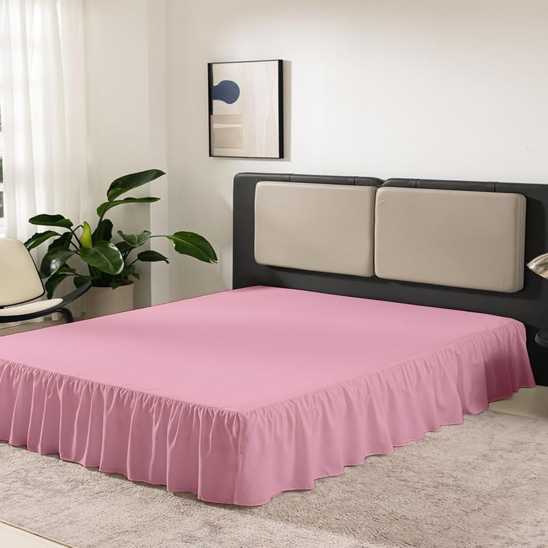 KANCHI DECOR KANCHI DCOR Microfiber Ruffle Bed Skirt Three Sided Coverage Shrinkage and Fade Resistant Dust Ruffle Bed Skirt with Platform 12 Inch Drop King Bed 78x72 Inch Baby Pink - Image 3