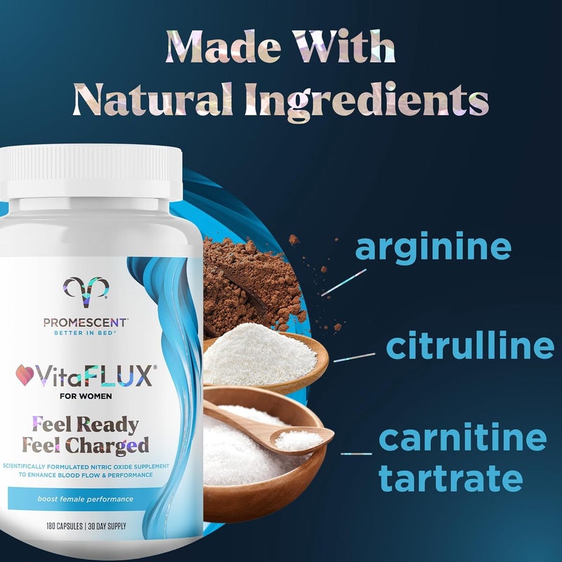 Promescent VitaFLUX Womens Nitric Oxide Booster Supplement Boost Energy  Performance  Therapeutic Dose of Essential Amino Acids L Arginine L Citrulline L Carnitine Zinc 180 Capsules - Image 2