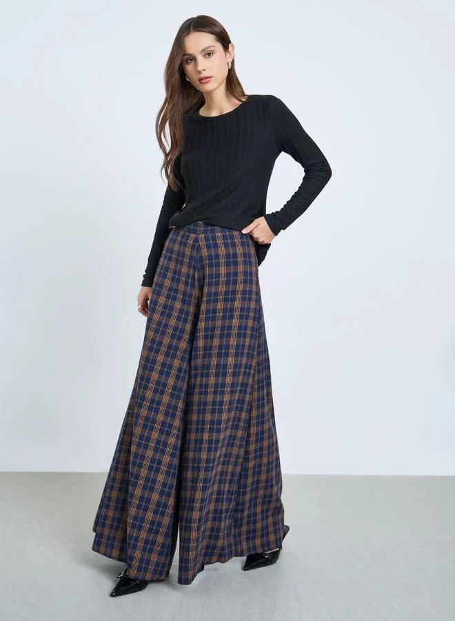 Take Two Women Checked Wide Leg Pant