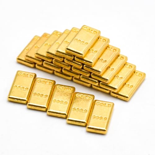 HOMICO 100 Pieces Tiny Fake Gold Bar for Crafts Dollhouse Miniatures Mini Gold Bars for Dollhouse Fairy Garden Micro Landscaping Decoration - Image 2