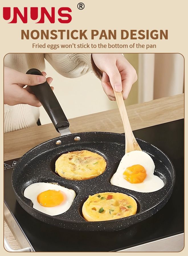 UNUNS NonStick Egg Frying Pan,4-Cup Fried Pan,Cooker with Spatula and Brush,Egg Pan Suitable for Gas Stove & Induction Cooker - Image 4