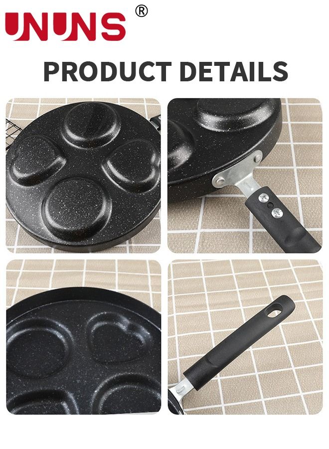 UNUNS NonStick Egg Frying Pan,4-Cup Fried Pan,Cooker with Spatula and Brush,Egg Pan Suitable for Gas Stove & Induction Cooker - Image 3