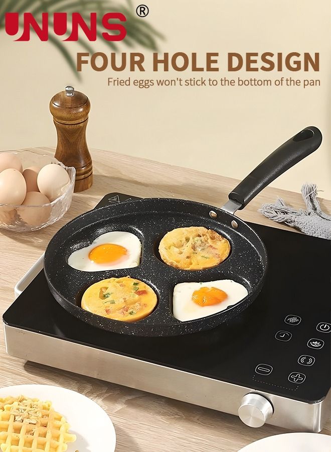 UNUNS NonStick Egg Frying Pan,4-Cup Fried Pan,Cooker with Spatula and Brush,Egg Pan Suitable for Gas Stove & Induction Cooker - Image 5