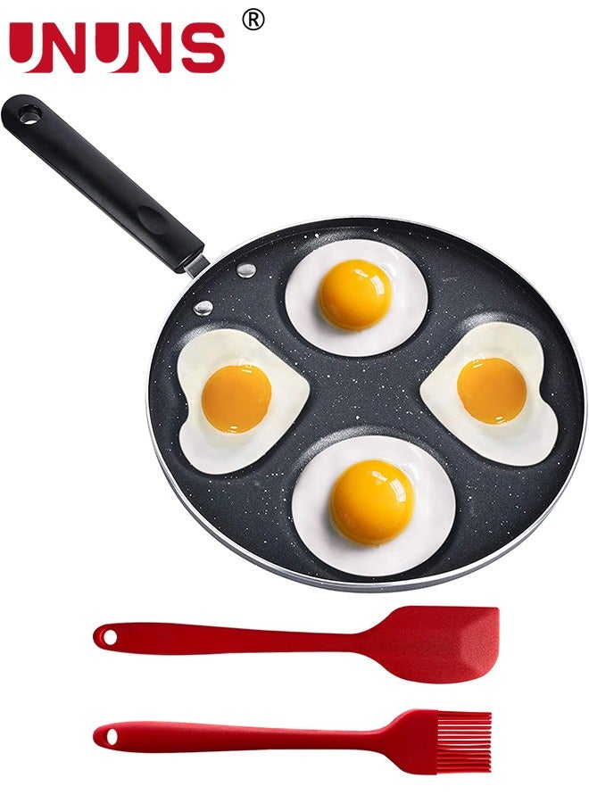UNUNS NonStick Egg Frying Pan,4-Cup Fried Pan,Cooker with Spatula and Brush,Egg Pan Suitable for Gas Stove & Induction Cooker - Image 1