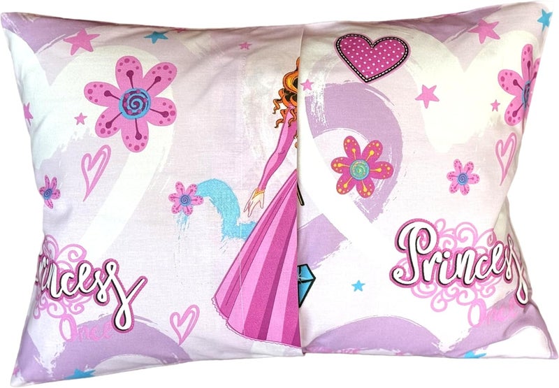 Comfy Turtles Travel Toddler Pillowcase 13 x 18 - Cotton Toddler Pillow Case Princess Pillows for Girls, Baby Pink Toddler Pillowcase - Princess with Diamonds - Image 3