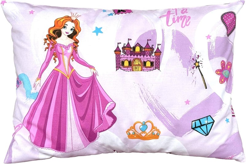 Comfy Turtles Travel Toddler Pillowcase 13 x 18 - Cotton Toddler Pillow Case Princess Pillows for Girls, Baby Pink Toddler Pillowcase - Princess with Diamonds - Image 1