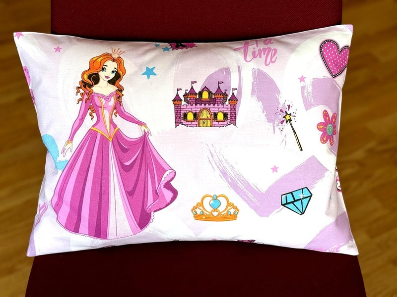 Comfy Turtles Travel Toddler Pillowcase 13 x 18 - Cotton Toddler Pillow Case Princess Pillows for Girls, Baby Pink Toddler Pillowcase - Princess with Diamonds - Image 2