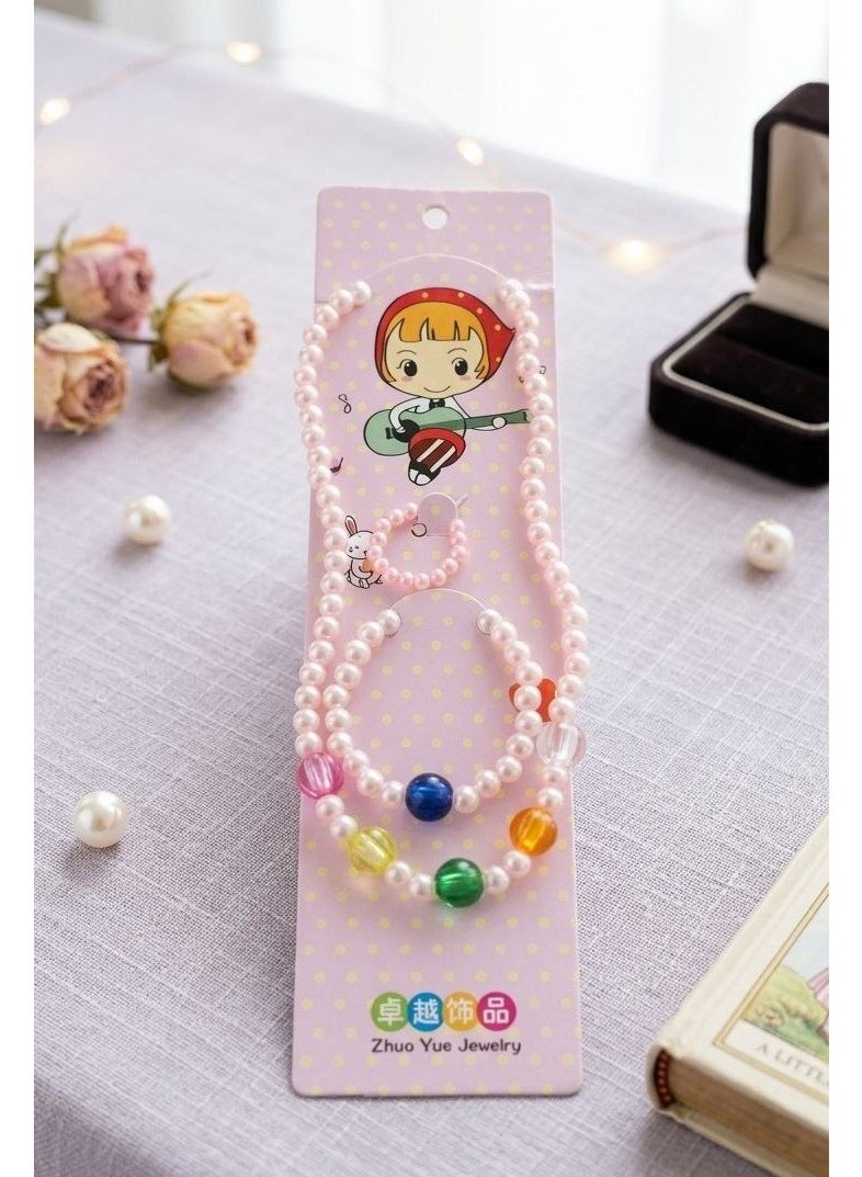 Necklace + Bracelet + Ring for Girls, 3-Piece Set, High-Quality loly Accessories for Girls