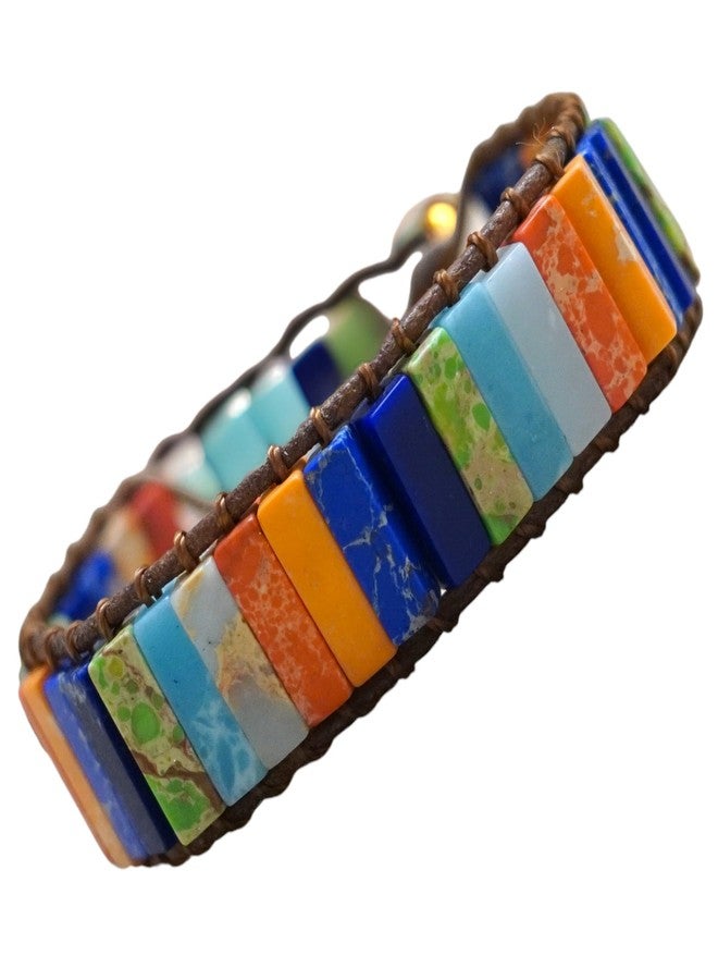 Japam 7 Chakra Healing Crystal Bracelet for Men & Women | Natural Stone Beads | Meditation, Yoga & Anxiety Relief Bracelet | Reiki Energy Balancing Beads with Amethyst, Lapis Lazuli, Aventurine, Carnelian & Jasper (7 Chakra Mosaic Tie Up) - Image 1