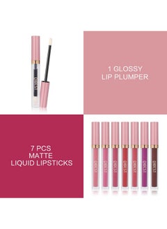 QiBest 7Pcs Matte Liquid Lipstick And 1Pcs Lip Plumper Makeup Setpigmented Waterproof Make Up Gift Lip Gloss Sets Long Wearing Velvet Lip Kit For Teens And Women  - Image 4